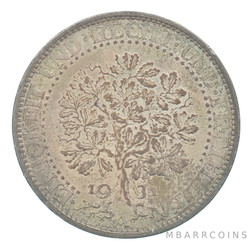 1931 Germany 5 Reichsmark Beautiful Tone *0345
