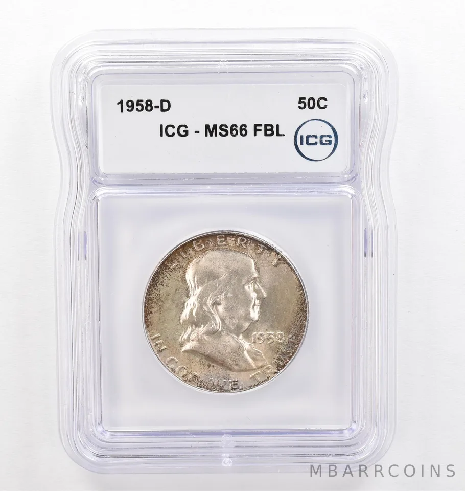 1958-D Franklin Half Dollar MS66 FBL ICG Beautiful Tone *0229