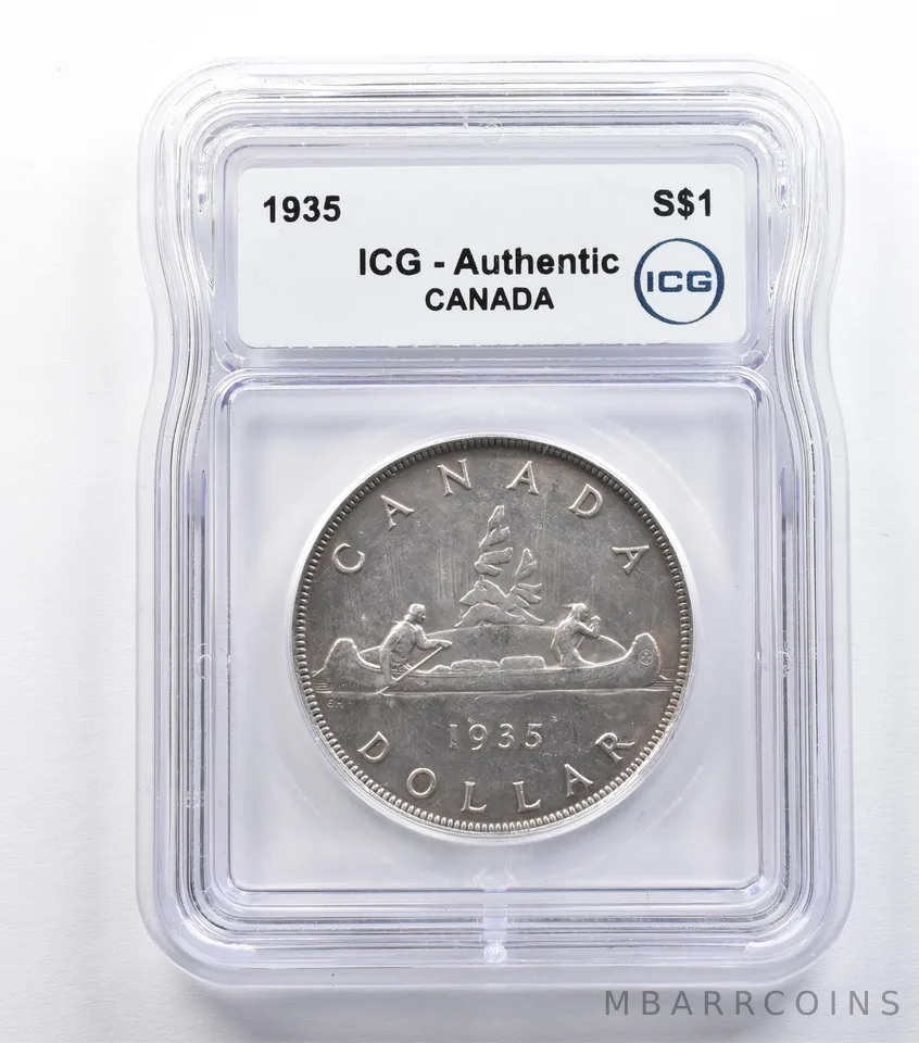 1935 Canada 1 Dollar Silver Authentic ICG *9329
