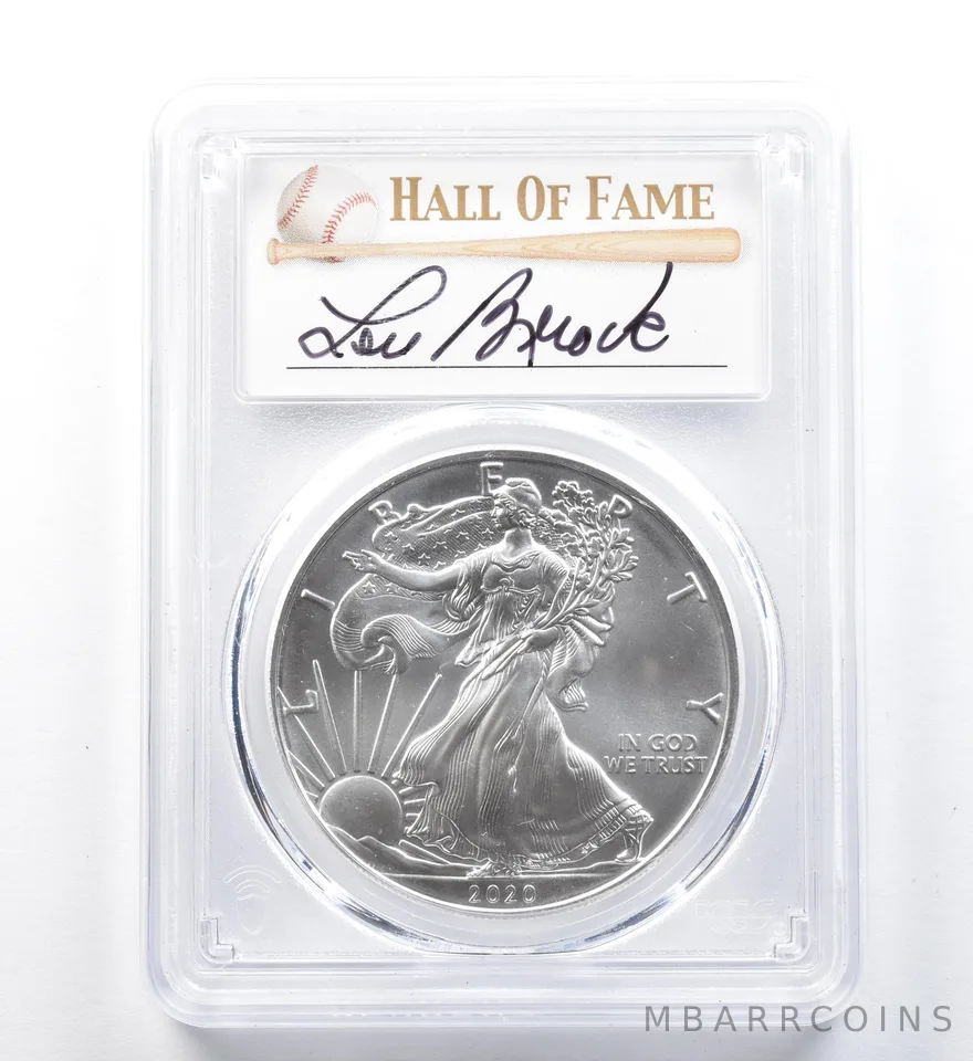 2020 (S) American Silver Eagle Lou Brock Emergency Issue FDOI MS70 PCGS a1240