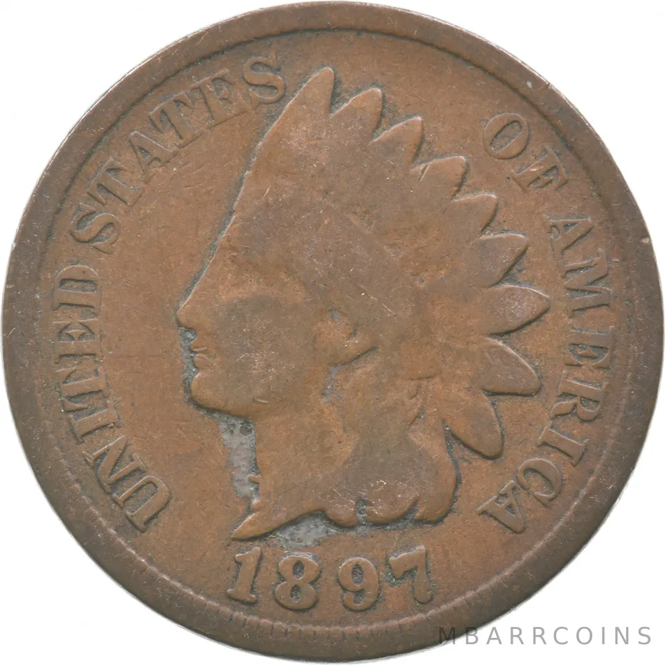 1897 Indian Head Cent 1 In Neck a9355