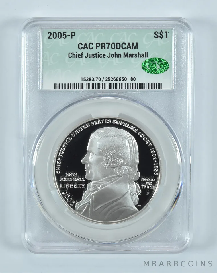 2005-P John Marshall Commemorative Silver Dollar PR70 DCAM CAC CACg