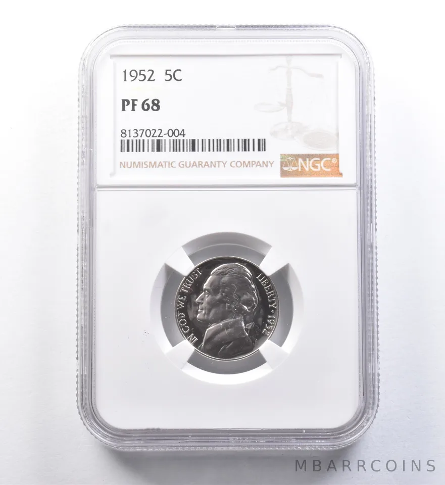 1952 Jefferson Nickel PF68 NGC Great Contrast - Looks Cam *6005