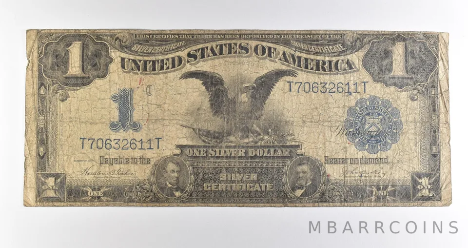 1899 $1 Silver Certificate Black Eagle Blue Seal Large Note *4501