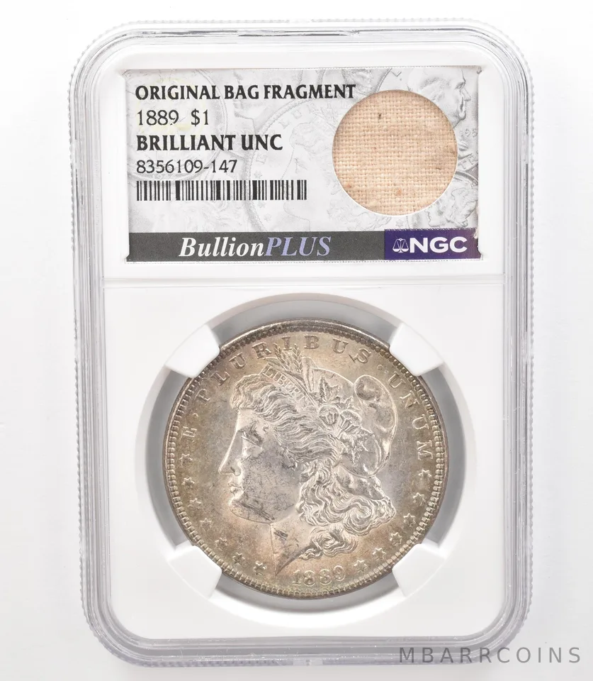1889 Morgan Silver Dollar Original Bag Fragment BU NGC Beautiful Tone *3182