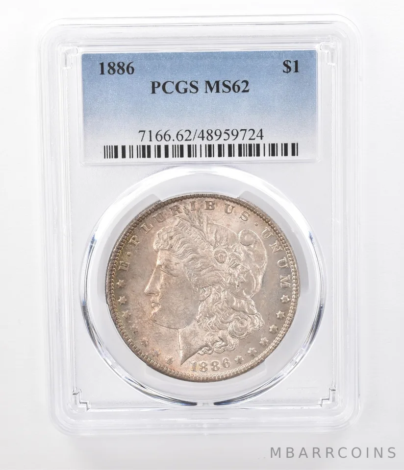 1886 Morgan Silver Dollar MS62 PCGS Peripheral Tone a7408