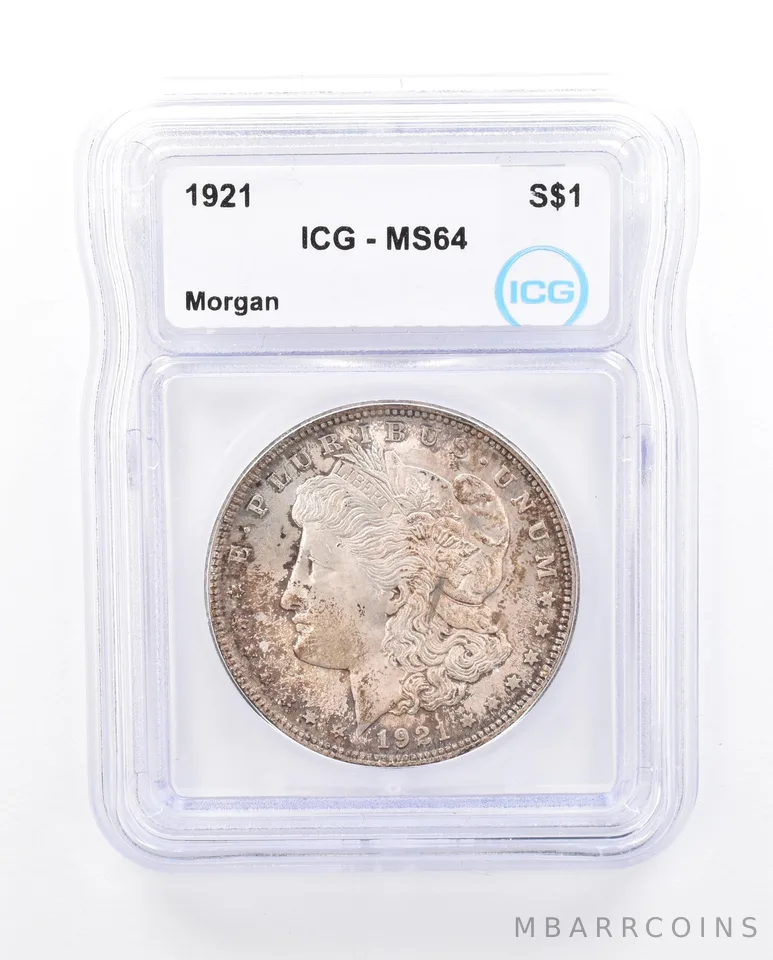 1921 Morgan Silver Dollar MS64 ICG Beautiful Tone *5394