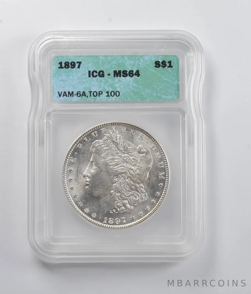MS64 1897 Morgan Silver Dollar VAM-6A Top 100 ICG *5923