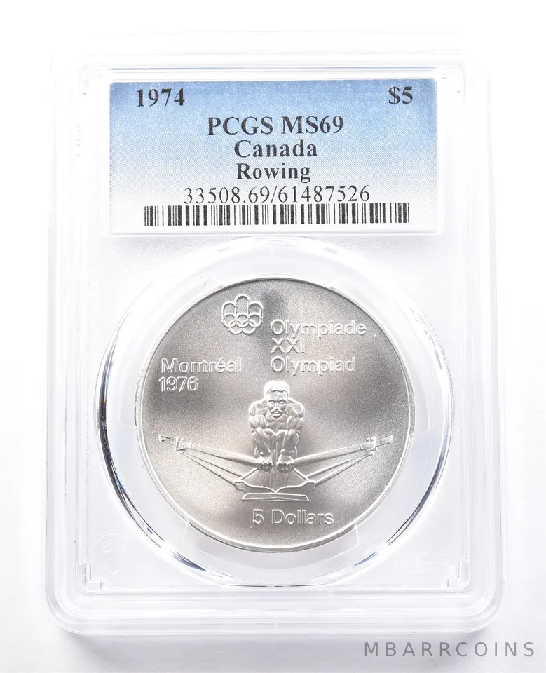 1974 Canada 5 Dollars Silver Montreal Olympics Rowing MS69 PCGS