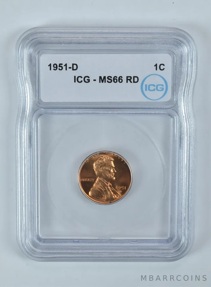 1951-D Lincoln Wheat Cent MS66 RD ICG