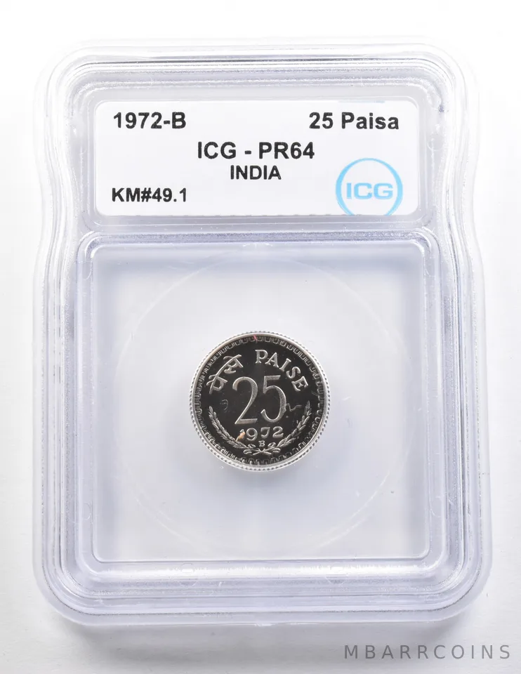 1972 B India 25 Paisa KM#49.1 PR64 ICG *3680
