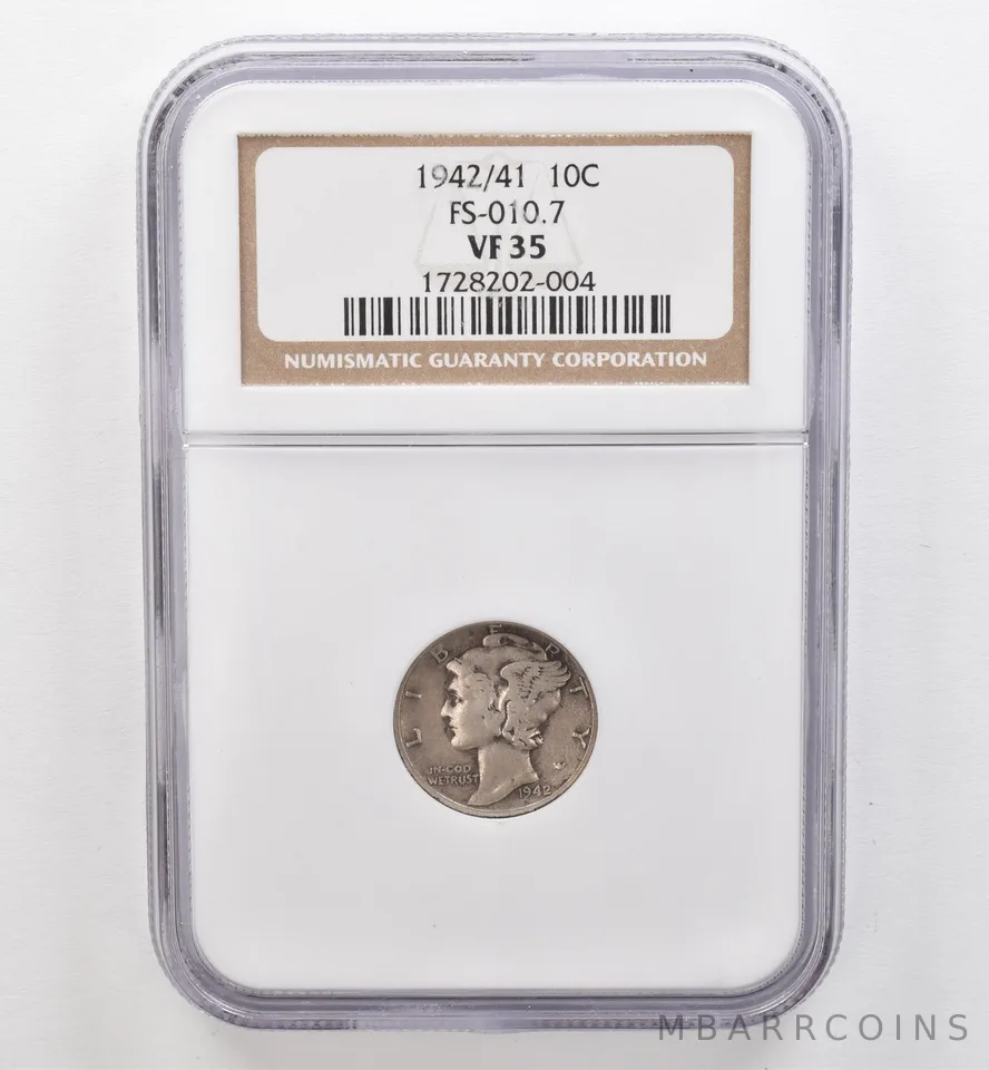1942/41 Mercury Dime FS-010.7 VF35 NGC Beautiful Tone *9568