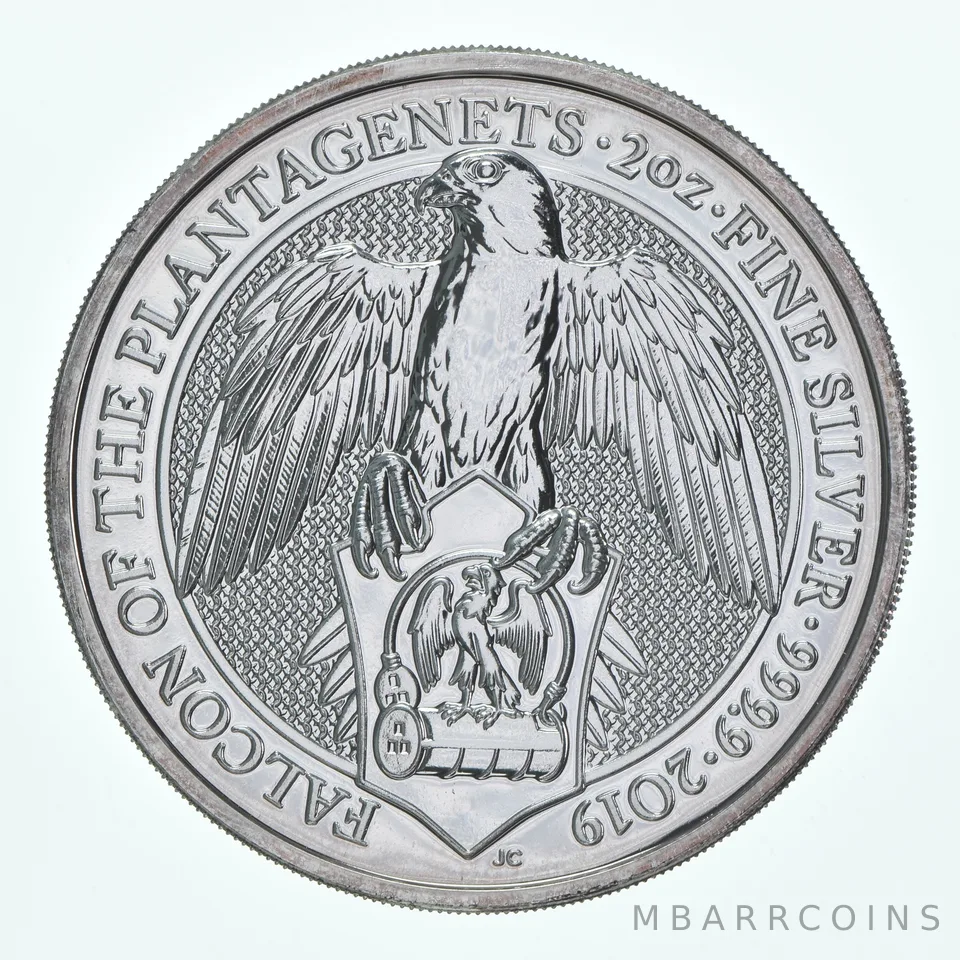 2019 Great Britain 5 Pound Silver Queen's Beasts Falcon Of Plantagenets 2 Oz