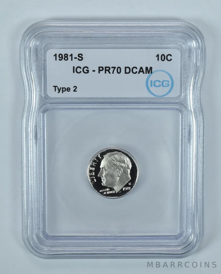 1981-S Roosevelt Dime Type 2 PR70 DCAM ICG
