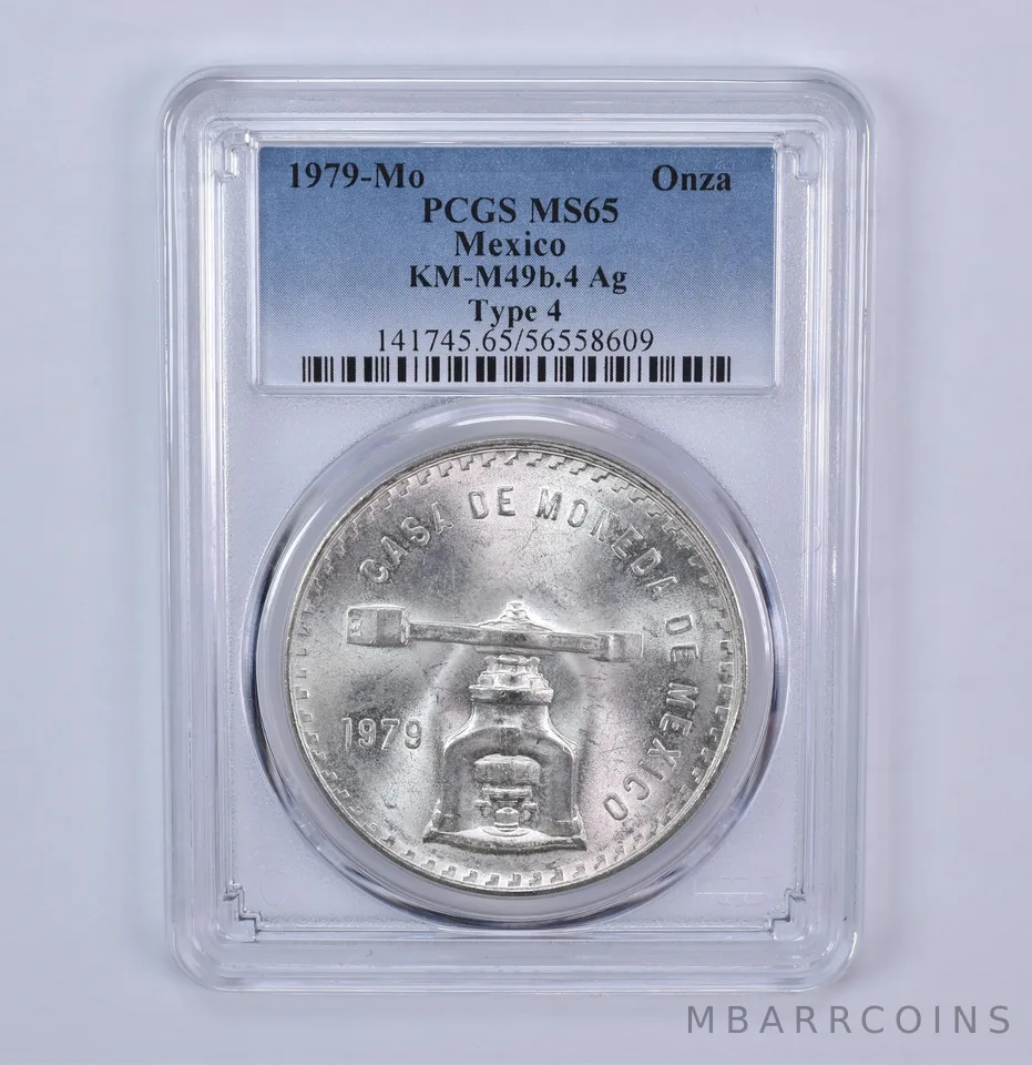 1979 Mo Mexico 1 Onza Silver Type 4 KM-M49b.4 MS65 PCGS