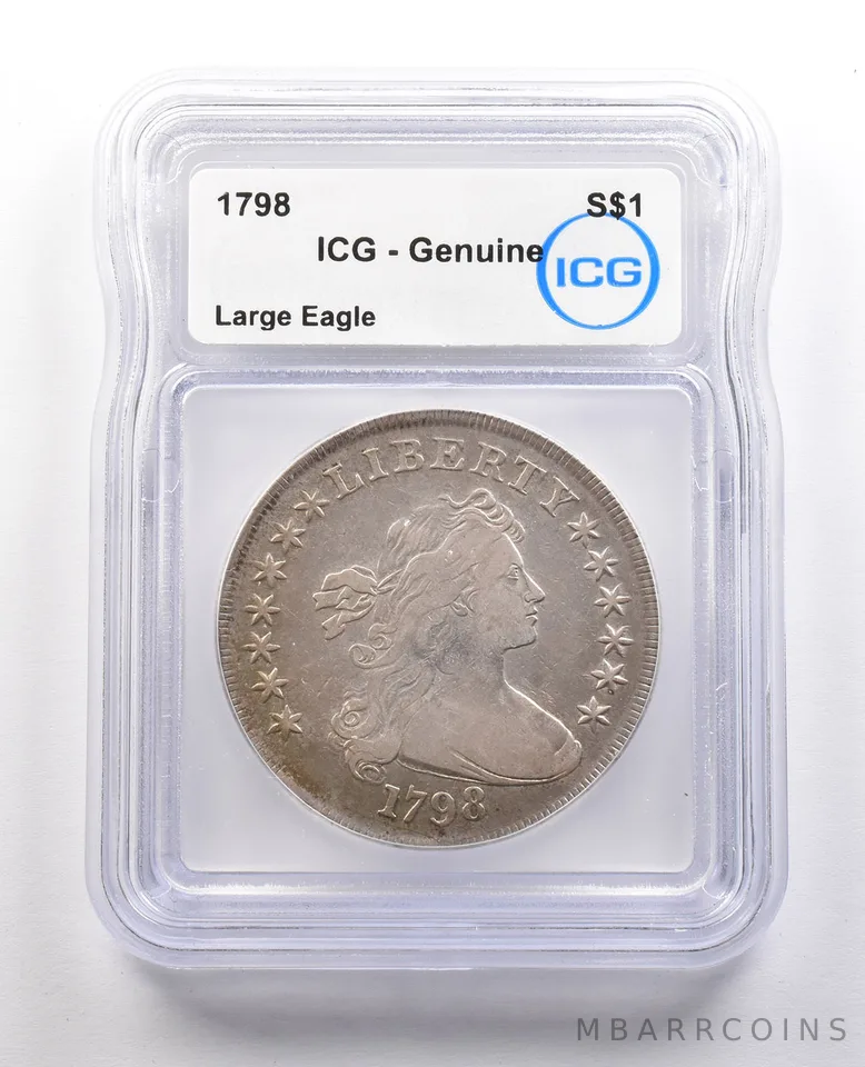 1798 Draped Bust Silver Dollar Large Eagle Genuine ICG *1048
