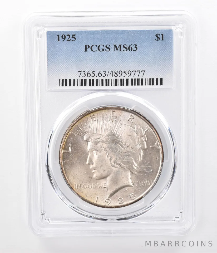 1925 Peace Silver Dollar MS63 PCGS Peripheral Tone *7494