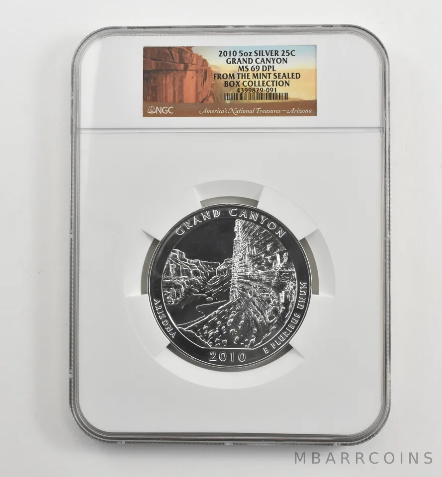 2010 5 Oz Silver Quarter America The Beautiful Grand Canyon MS69 DPL NGC *1653