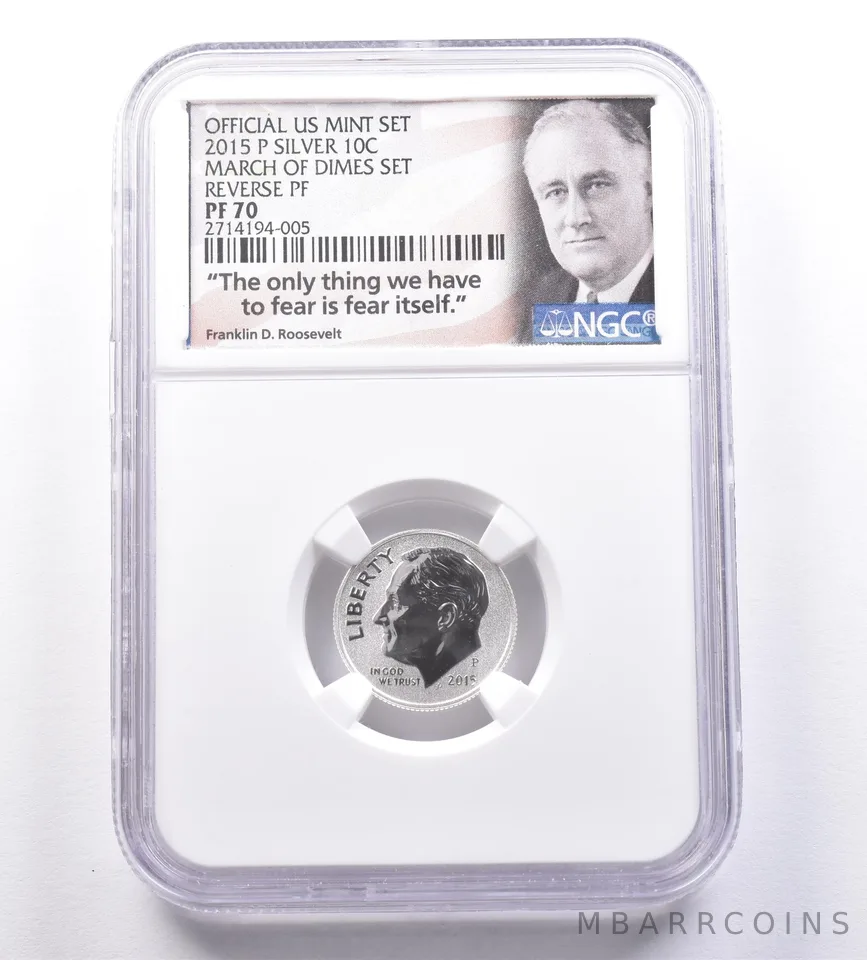 2015-P Roosevelt Dime Silver March Of Dimes Set Reverse PF70 NGC *8867