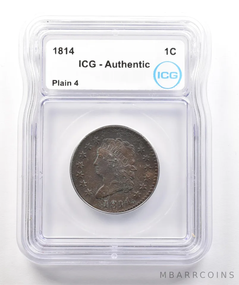 1814 Classic Head Large Cent Plain 4 Authentic ICG a4248