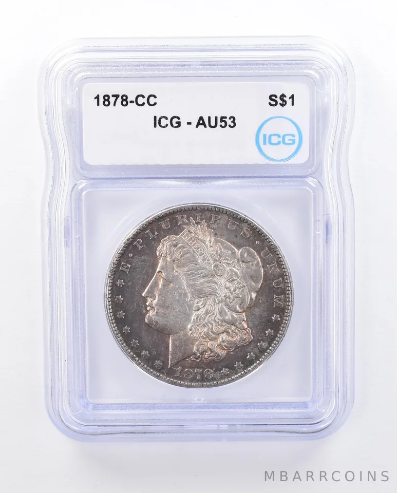 1878-CC Morgan Silver Dollar AU53 ICG Beautiful Tone a3569