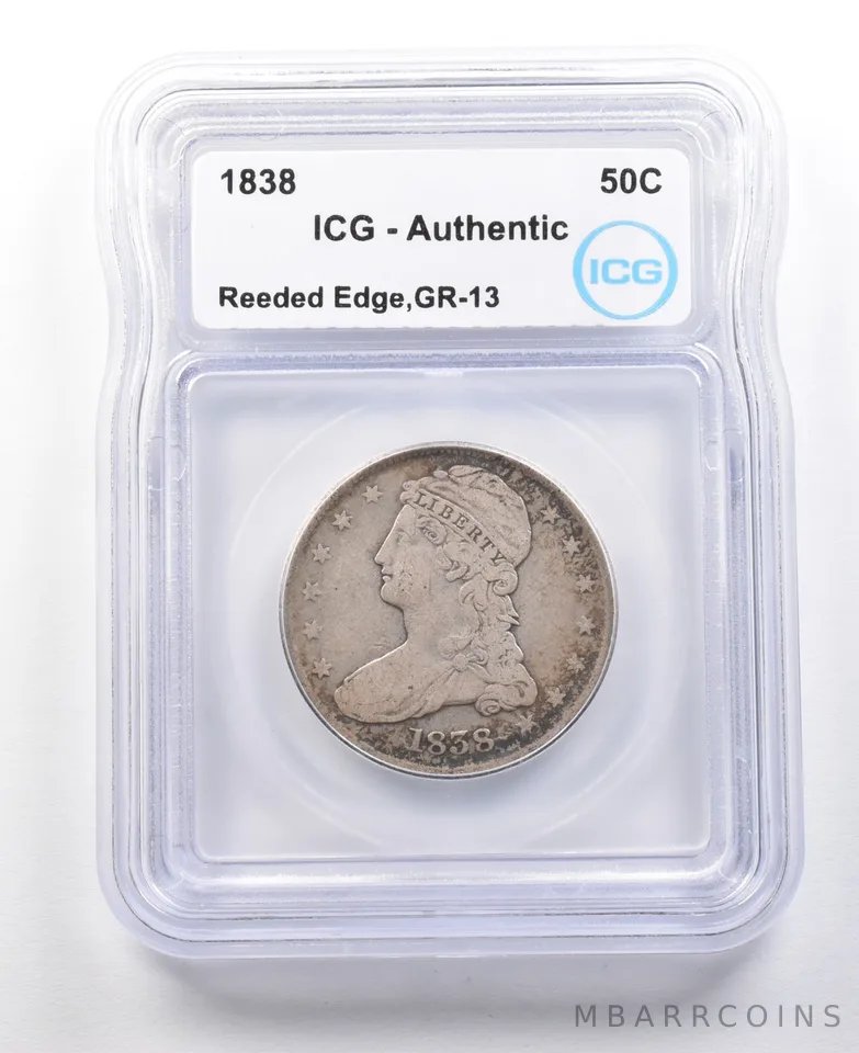 1838 Capped Bust Half Dollar Reeded Edge GR-13 Authentic ICG *2977