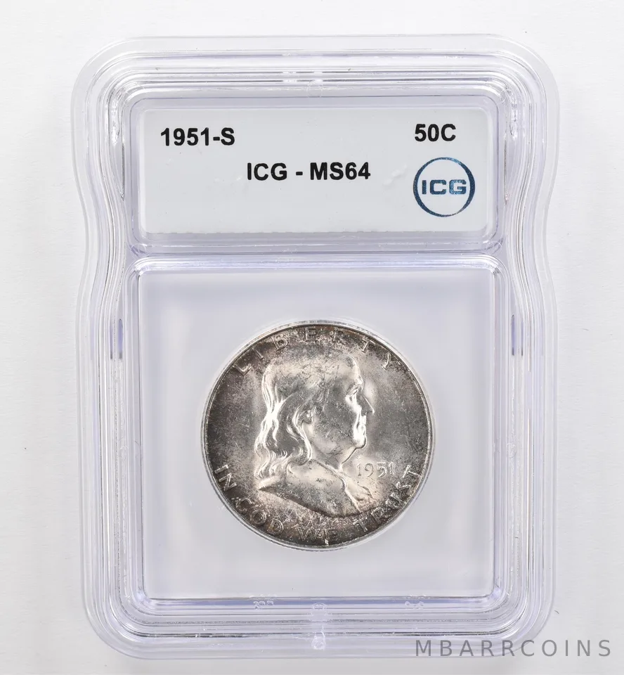 1951-S Franklin Half Dollar MS64 ICG Beautiful Tone *9462