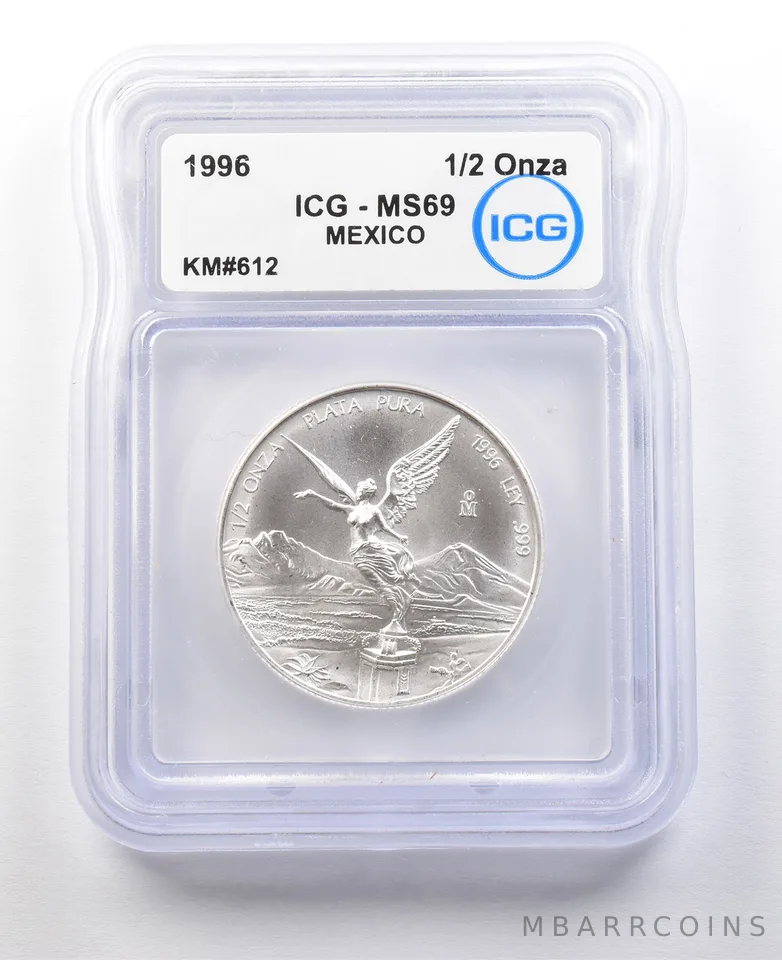 1996 Mo Mexico 1/2 Onza Silver Libertad MS69 ICG *8796