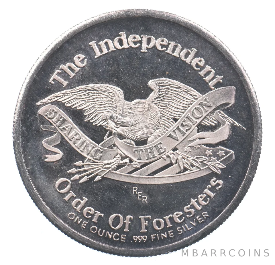 VINTAGE Art Bar/Round 1986 Brain Center Grace Fund 1 Oz. Silver 1 T Ounce *209