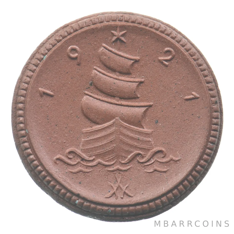 1921 Saxony 1 Mark Porcelain Notgeld Ceramic *0140