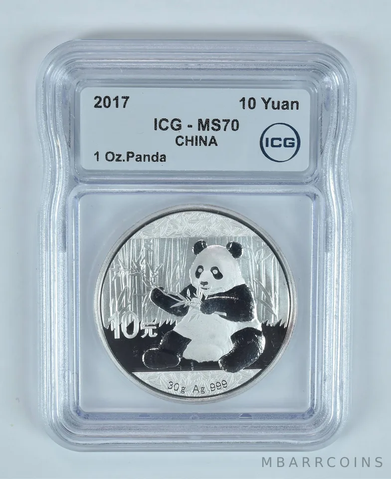 2017 China 10 Yuan Silver Panda 1 Oz MS70 ICG