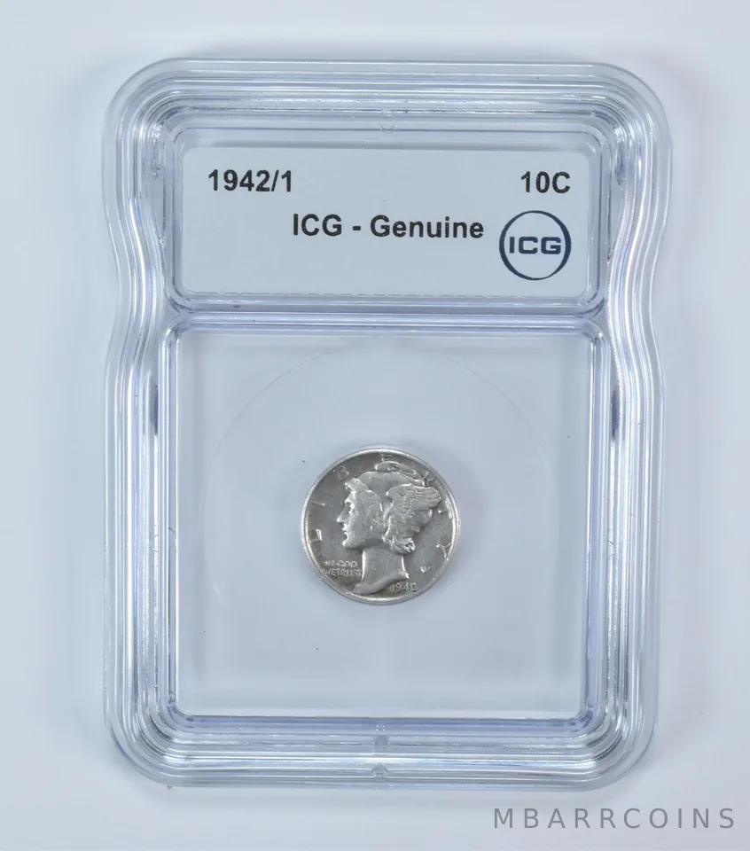 1942/1 Mercury Dime Genuine ICG *6006