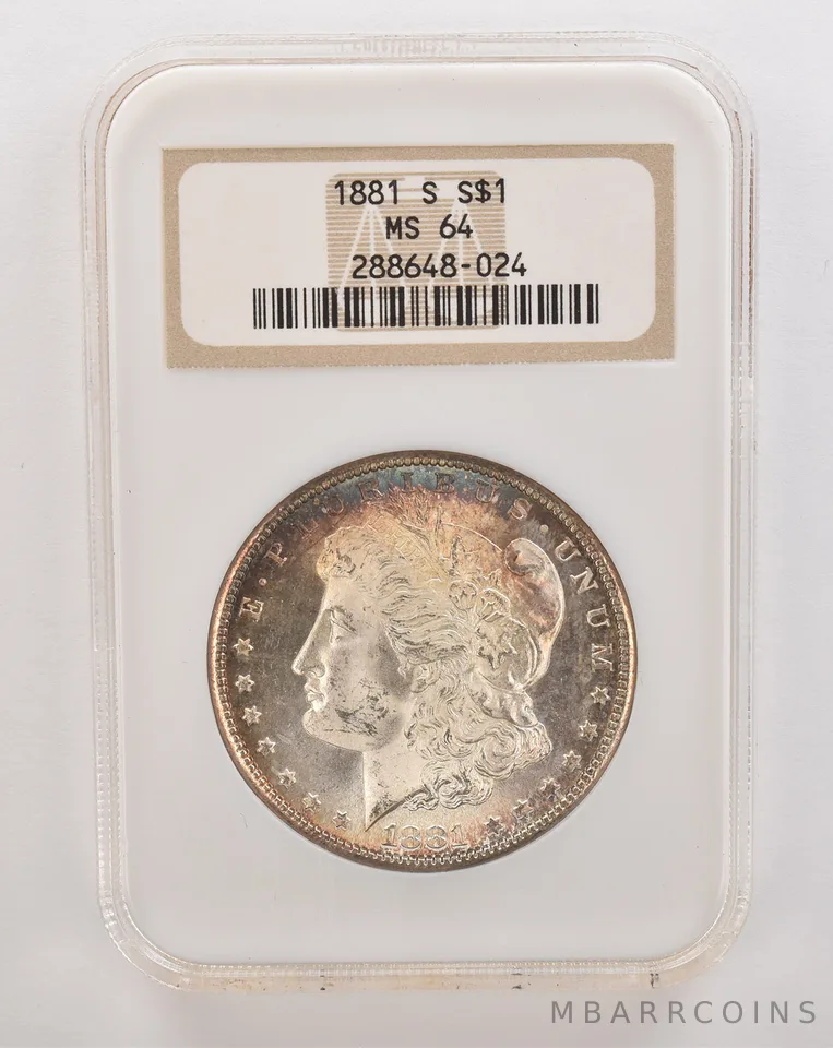 1881-S Morgan Silver Dollar MS64 NGC Beautiful Tone *4325