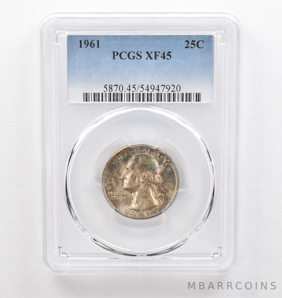 1961 Washington Quarter XF45 PCGS Beautiful Tone *0319