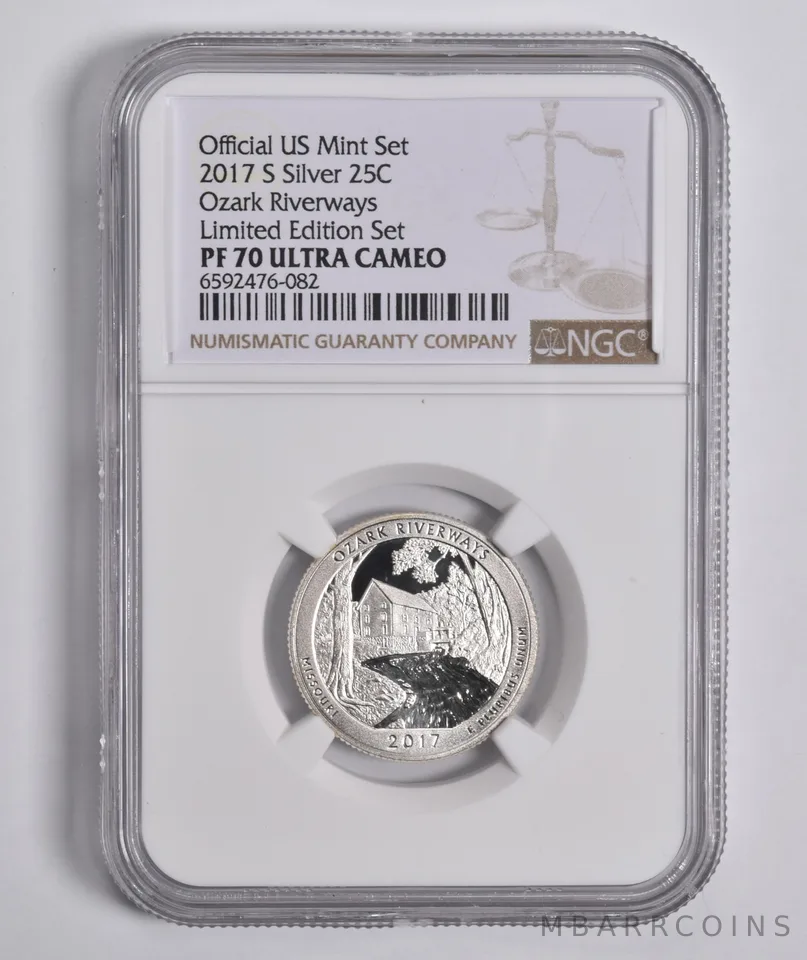 2017-S Silver Ozark Riverways Quarter Limited Edition PF70 UCAM NGC