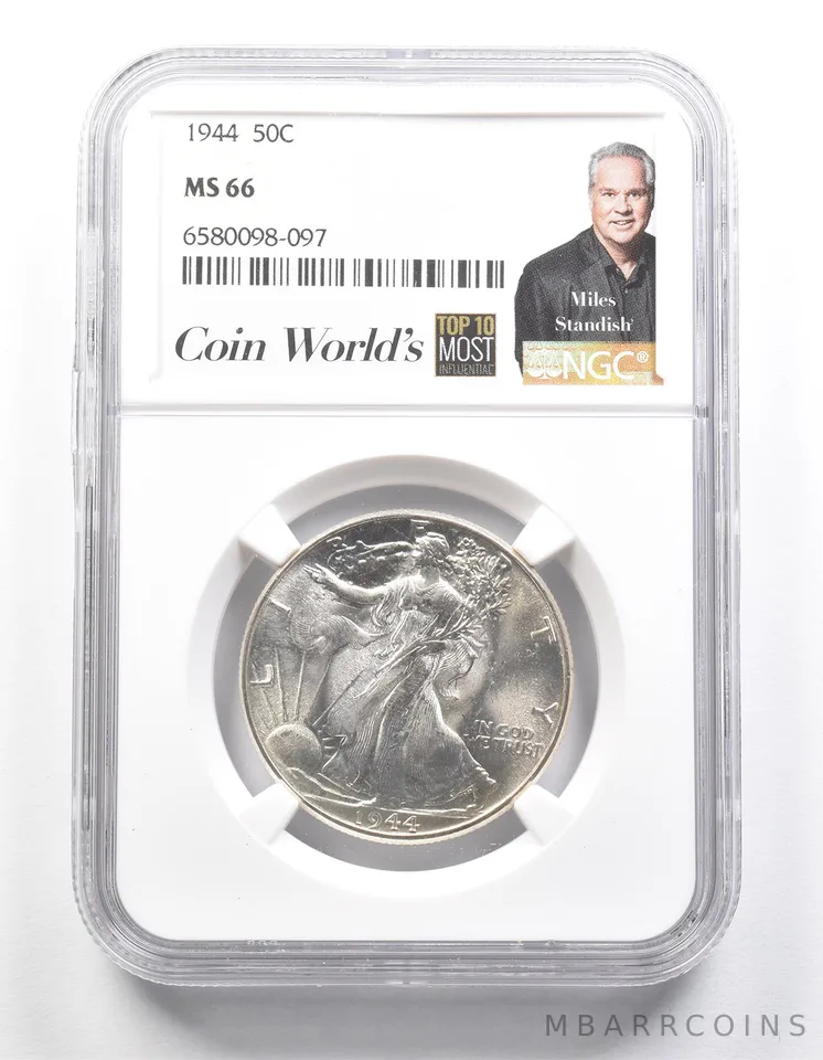 1944 Walking Liberty Half Dollar Miles Standish MS66 NGC *1343
