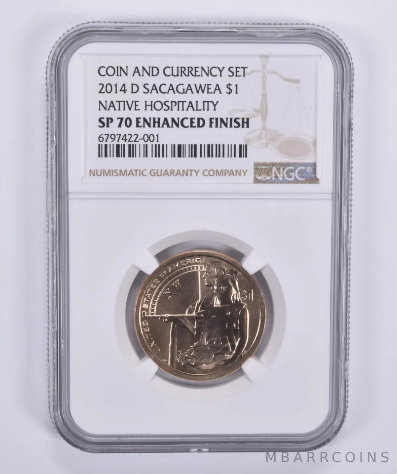 2014-D Sacagawea $1 Native Hospitality Coin Currency Set SP70 Enhanced NGC