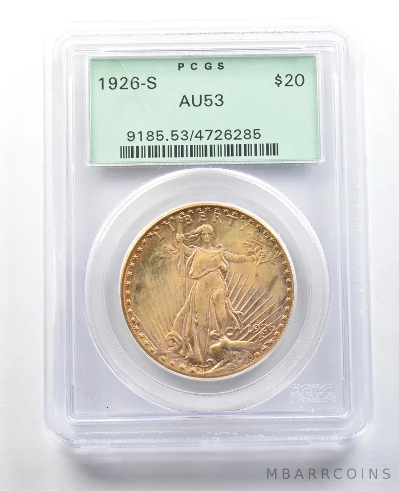 1926-S $20 Saint Gaudens Gold Double Eagle AU53 PCGS OGH *3481