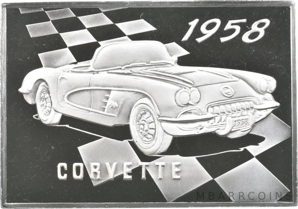 1958 Corvette Silver Art Bar 36.7 Grams *8629