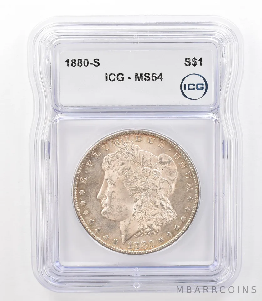 1880-S Morgan Silver Dollar MS64 ICG Beautiful Tone Reverse *3165