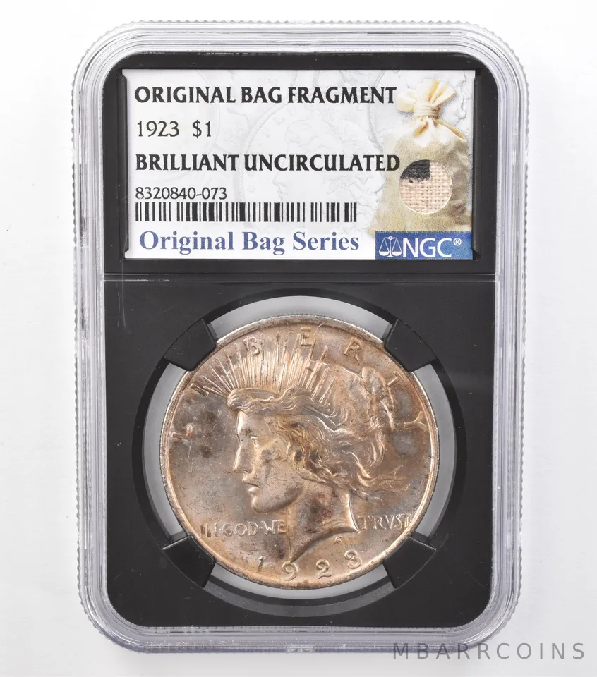 1923 Peace Silver Dollar Original Bag Fragment BU NGC Toned *6793
