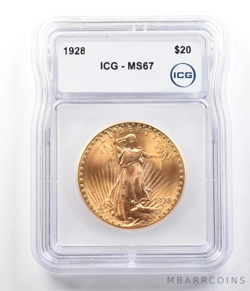 1928 $20 Saint Gaudens Gold Double Eagle MS67 ICG *6290