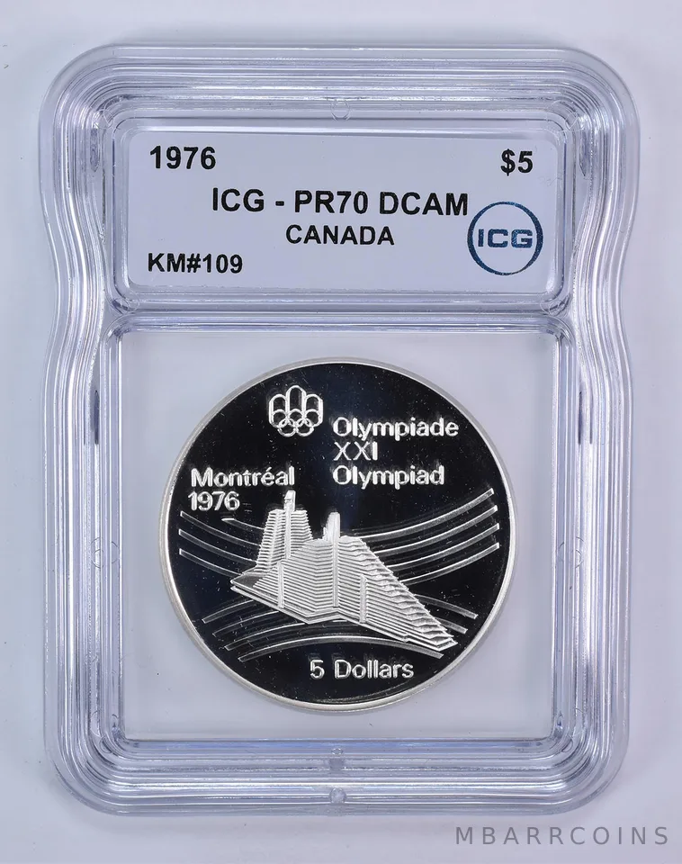 1976 Canada 5 Dollars Montreal Olympics Village PR70 DCAM ICG