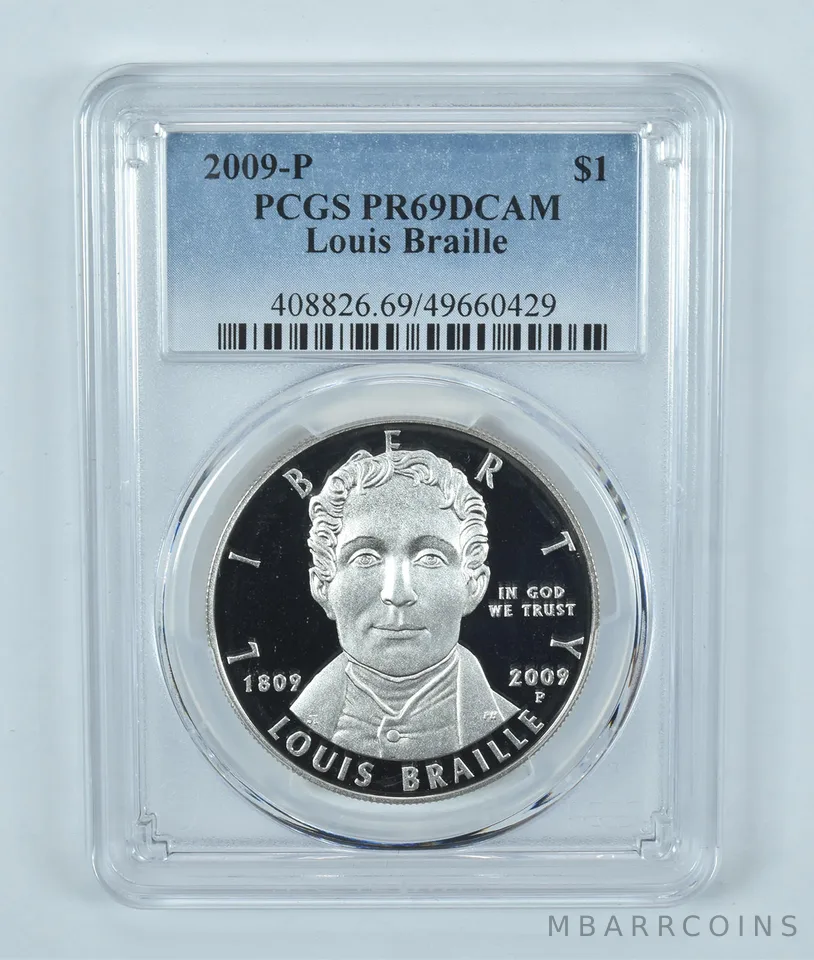 2009-P Louis Braille Commemorative Dollar PR69 DCAM PCGS Blue Label