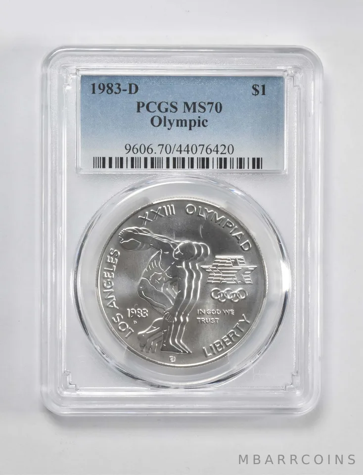 1983-D Olympic Discus Commemorative $1 MS70 PCGS Blue Label