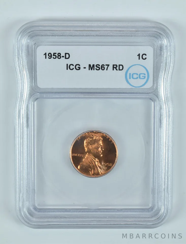 1958-D Lincoln Wheat Cent MS67 RD ICG
