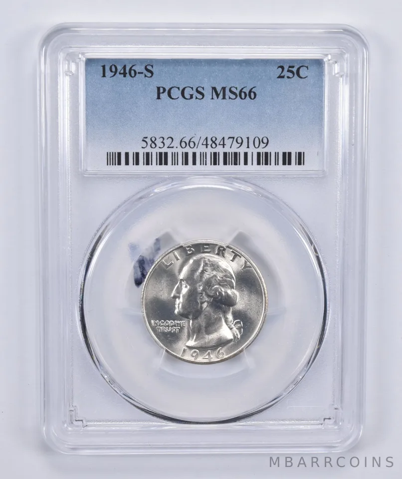 1946-S Washington Quarter Silver 25c Quarter MS66 PCGS S/S FS501