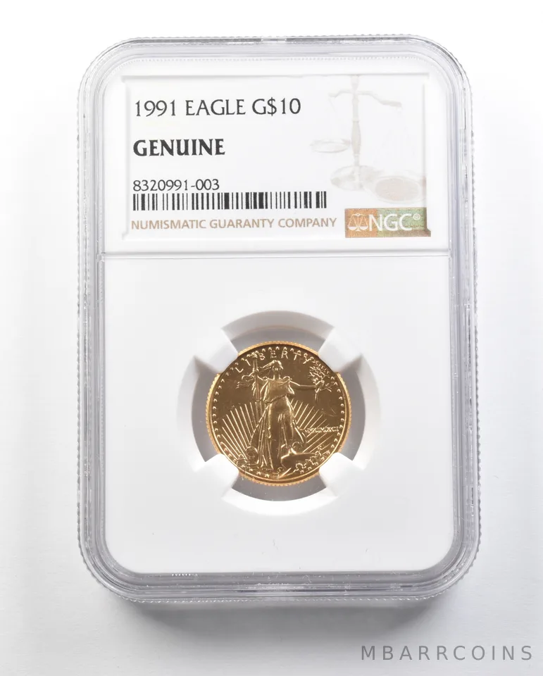 1991 $10 American Gold Eagle 1/4 Oz 0.25 Oz Gold Genuine NGC *0623