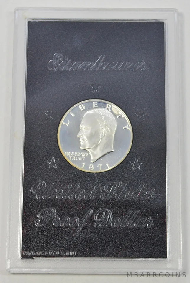 1971-S Eisenhower Dollar Proof in original OGP case 40% Silver Black Ike
