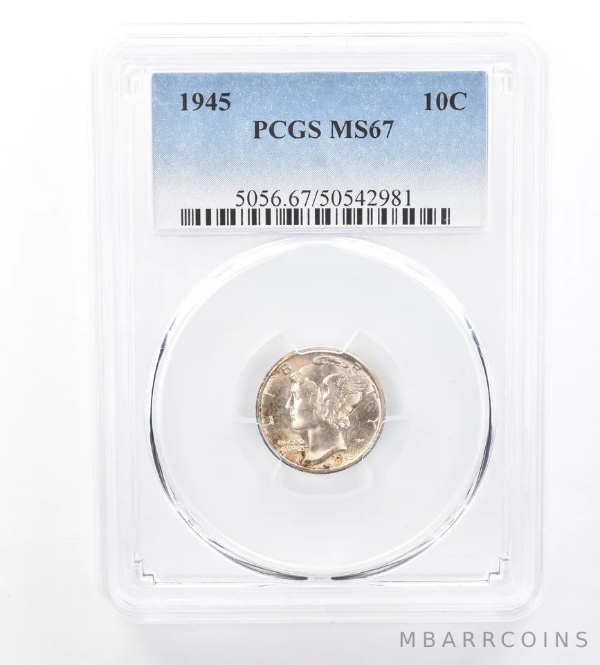 1945 Mercury Dime MS67 PCGS Beautiful Tone a1775